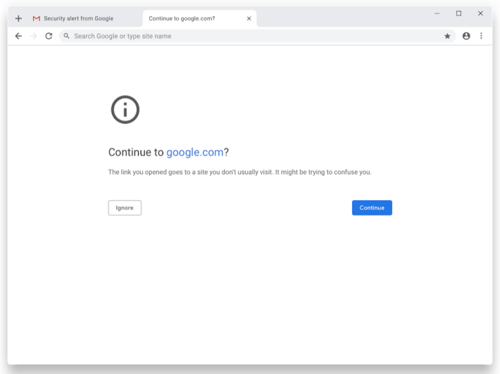 Google Chromeの警告画面